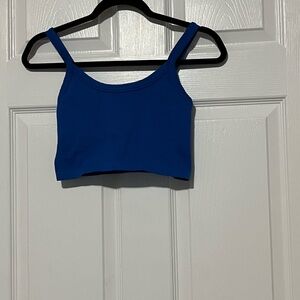 Blue Ribbed Crop Top